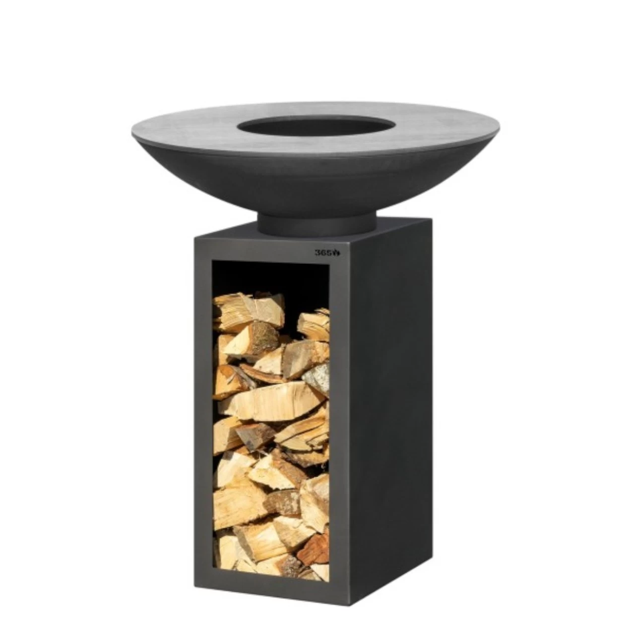 Gartenkamin Plancha Grill PIO80 Schwarz Mit Holzfach – Bild 2