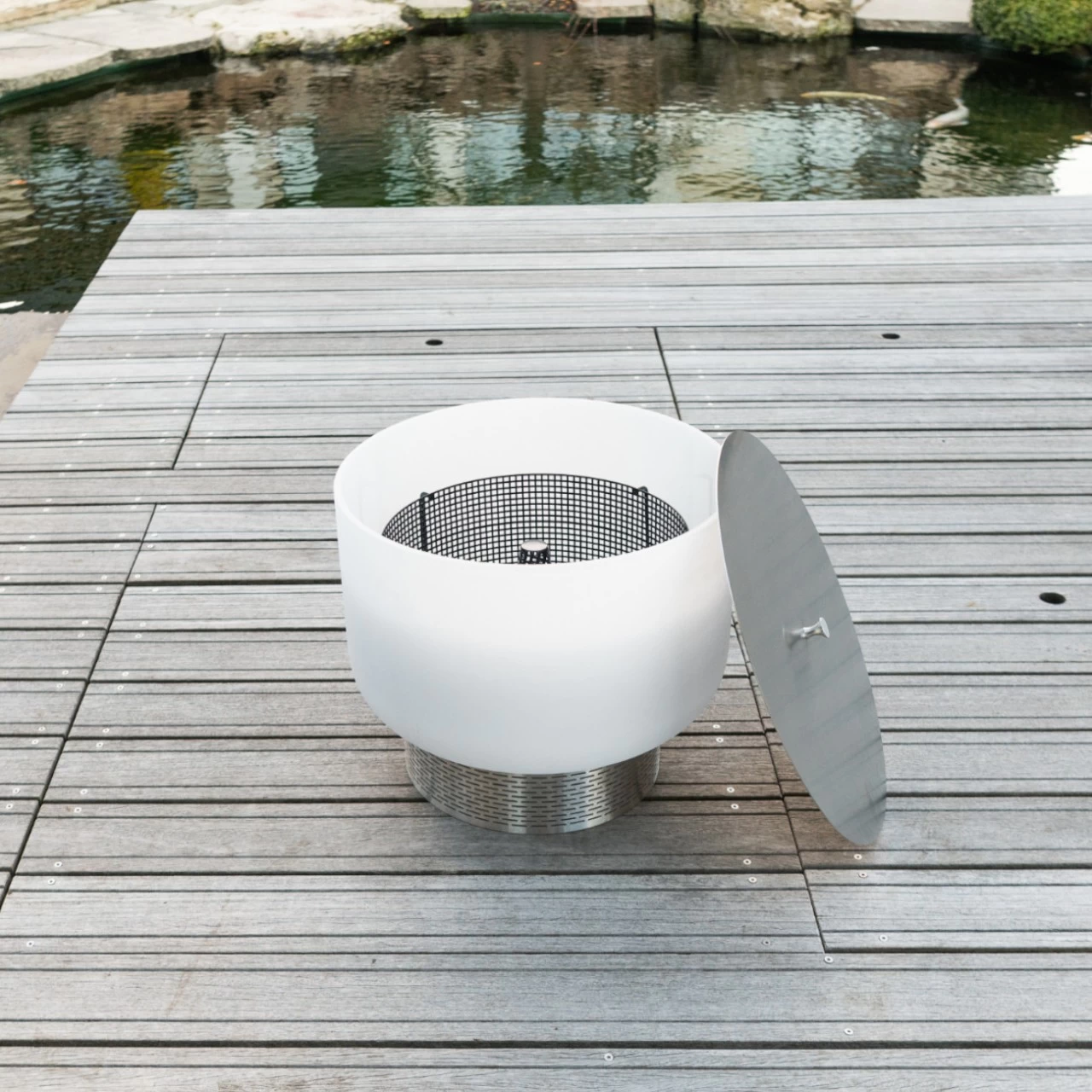 QFlame Basket Quarz Feuerschale Feuerkorb Terrassen Set – Bild 3