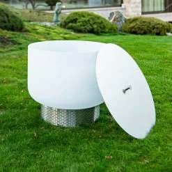 QFlame Quarzglas Feuerschale Gartenkamin Mit Edelstahl Sockel