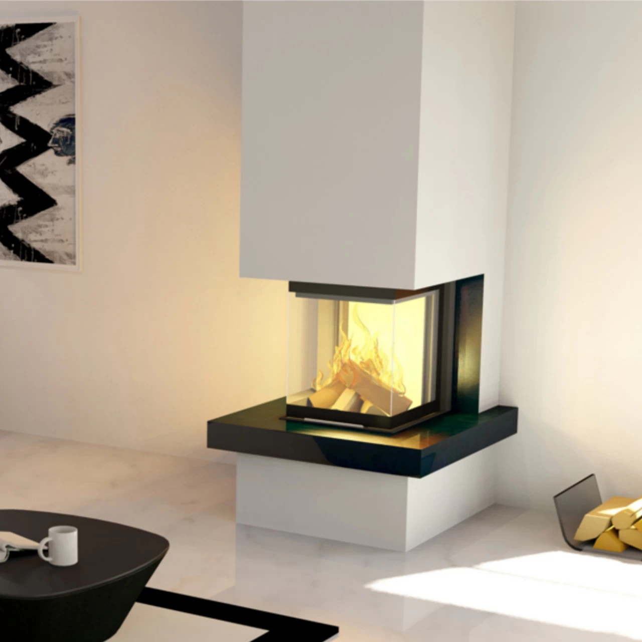 Smart 3PLH Kamineinsatz 7kW Dreiseitig Schwarz – Bild 13