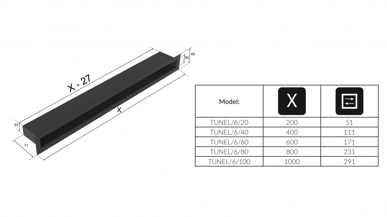 Luftleiste TUNNEL Schwarz Verschiedene Größen – Bild 8