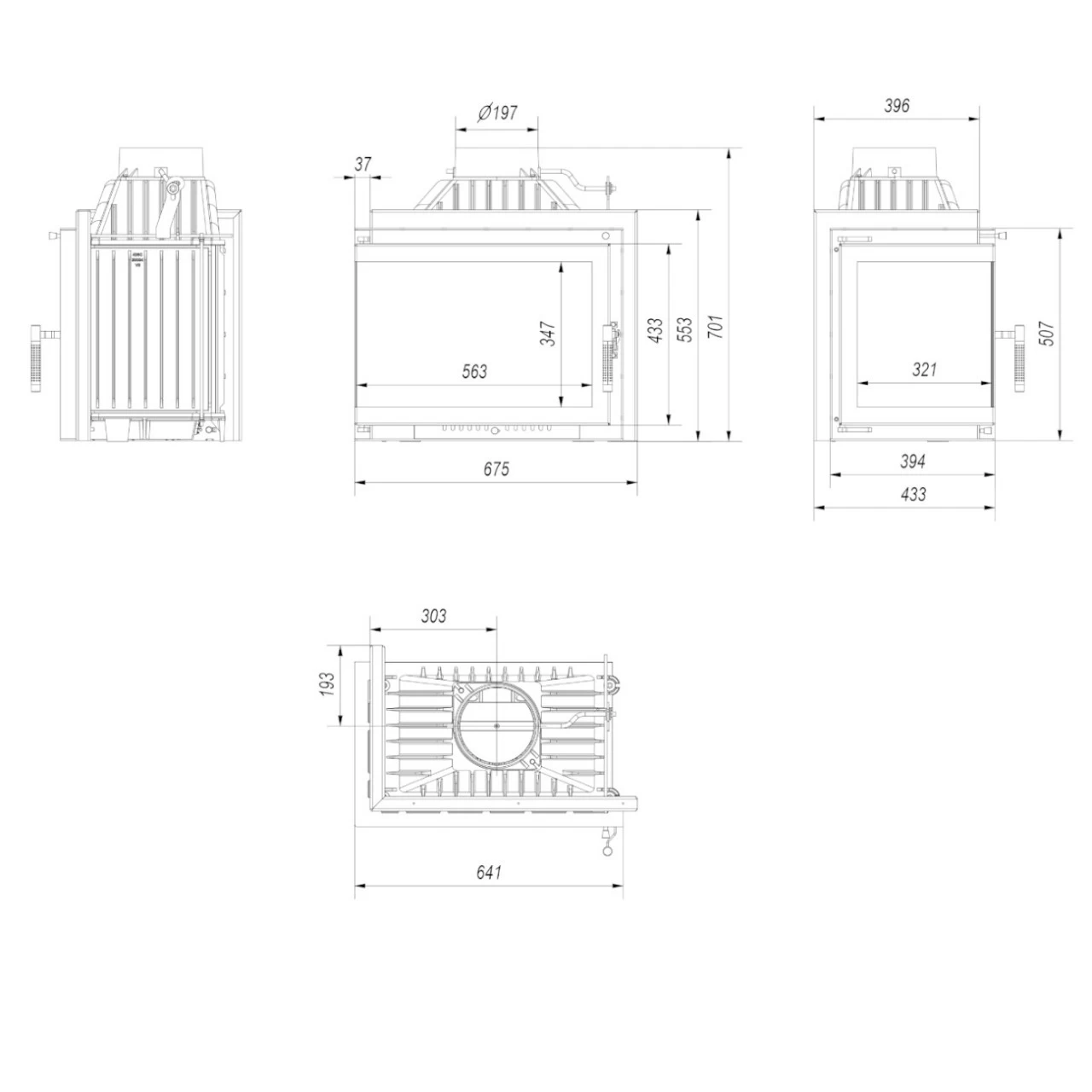 SIMPLE 8 Gusseiserner Kamineinsatz 8kW Links Verglast – Bild 7