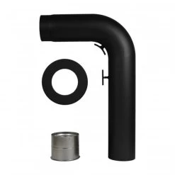 Rauchrohrset 90° Gezogener Bogen 120/130mm Ø Wandrosette Mauermuffe