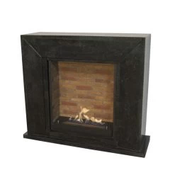 Nero Bioethanol Kamin Naturstein Schwarz Mit Steindekor
